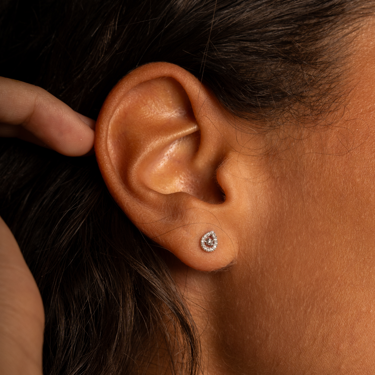 Goutte - Or blanc - Boucles d'oreilles