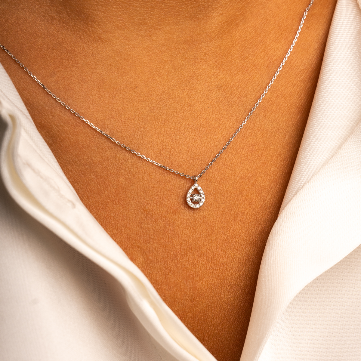 Goutte - Or blanc - Collier